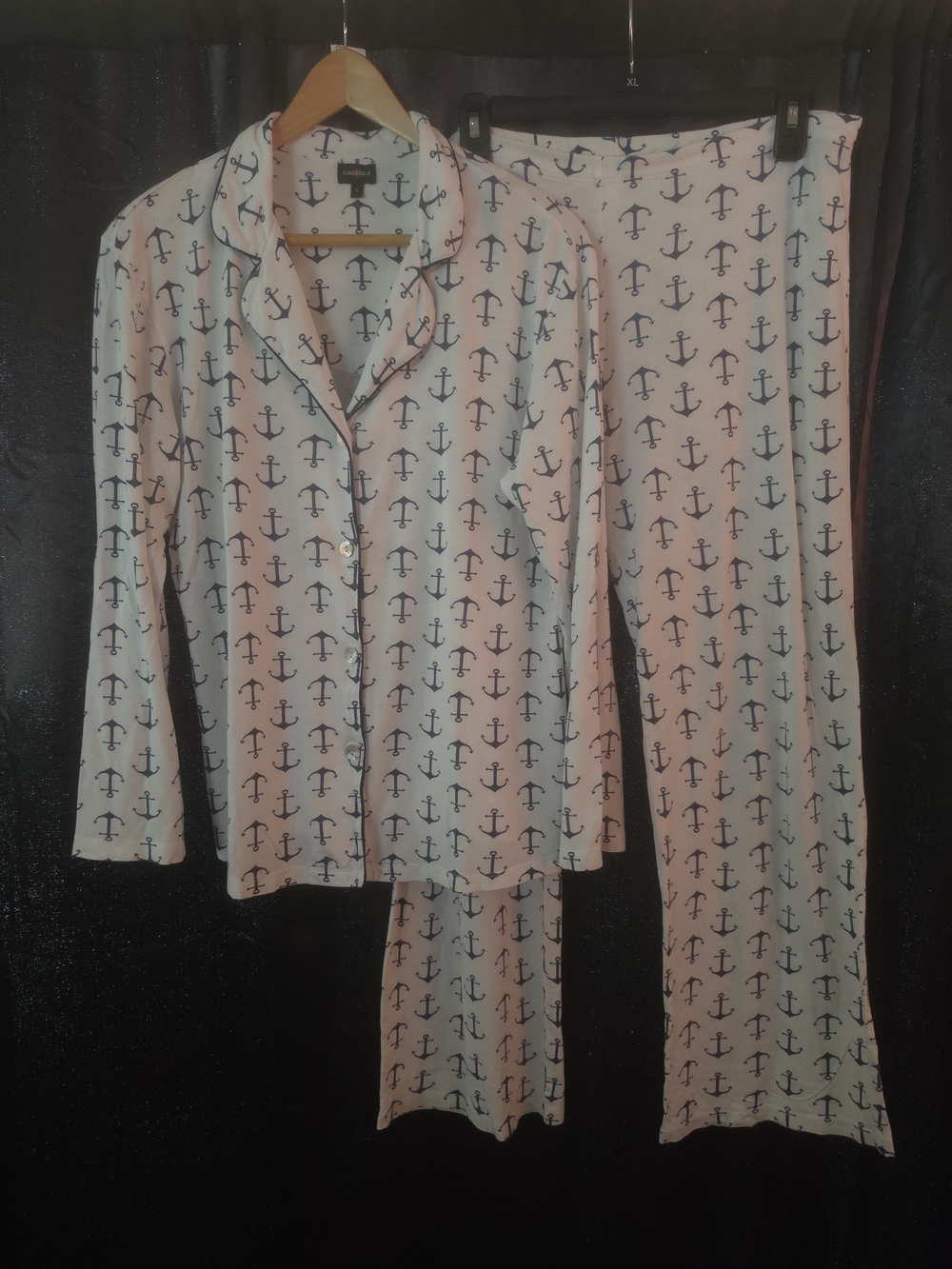Cosabella Bella Pajama Set Womens L Nautical Theme Long Sleeve Pima Cotton Modal